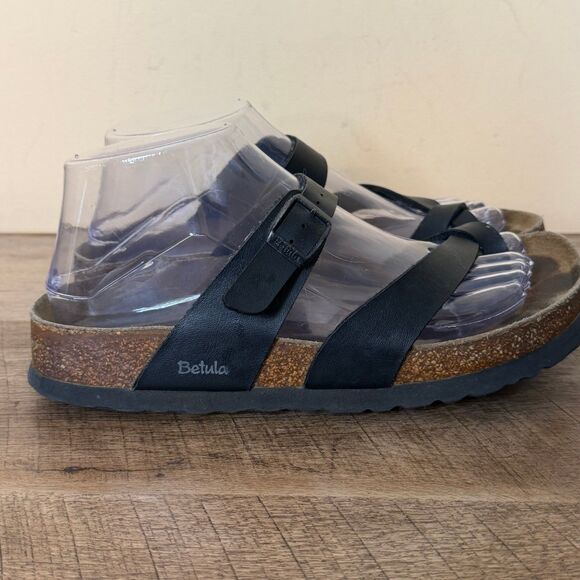 Betula by Birkenstock sandals size 38 black cork footbed Mayari like style - Picture 3 of 7